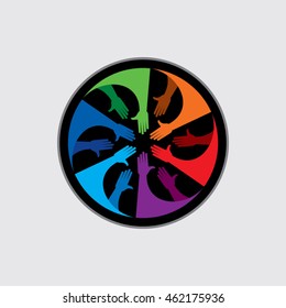 Colorful up hands design for teamwork concept illustration