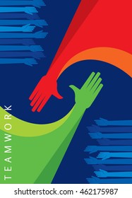 Colorful up hands design for teamwork concept illustration