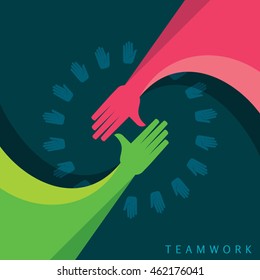 Colorful up hands design for teamwork concept illustration