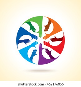 Colorful up hands design for teamwork concept illustration