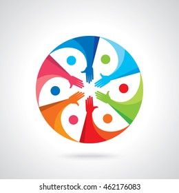 Colorful up hands design for teamwork concept illustration