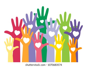 Colorful Hands Heart Raise Vote Concept Stock Vector (Royalty Free ...