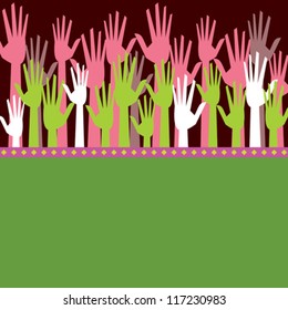 colorful hands for help or democracy