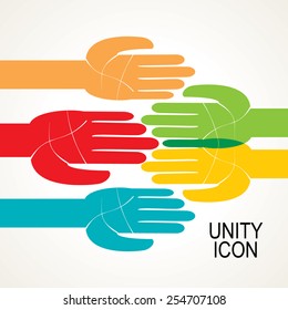 colorful hands icon of unity team concept