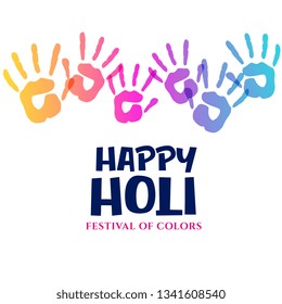 colorful hands impression for holi festival