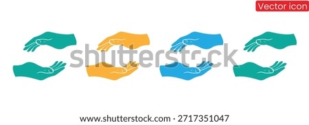 Colorful hands offering help and support in various gestures,Open Hands Worship Gesture Icon Care Holding Hold Caring Praying Offering Pray Offer Blessing Bless Charity Receive Palms Palm Hand 