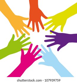 Colorful Hands Over White Background Vector Stock Vector (Royalty Free ...