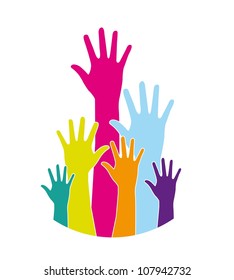 colorful hands over white background. vector illustration