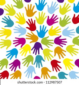 colorful hands over white background. vector illustration