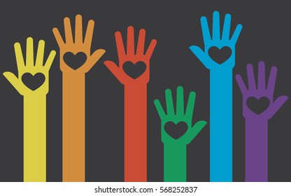 colorful hands silhouette illustration