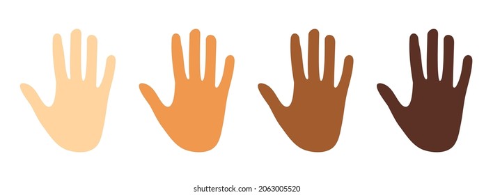 Colorful hands silhouettes vector. Diversity concept icons