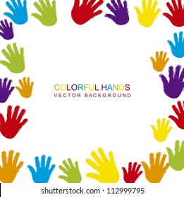 colorful hands with space for copy. vector illustration