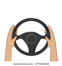 colorful hands with steering wheel