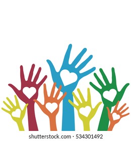 colorful up hands, vector