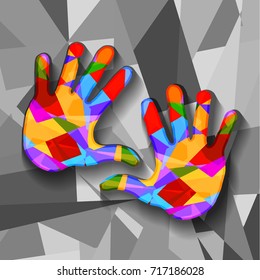 Colorful hands, vector