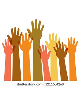 Colorful up hands. Vector illustration