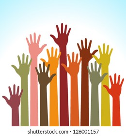 Colorful Up Hands, Vector Illustration