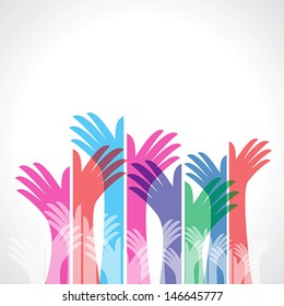 Colorful Up Hands, Vector Illustration