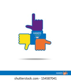 Colorful hands. Vector illustration.