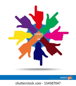 Colorful hands. Vector illustration.