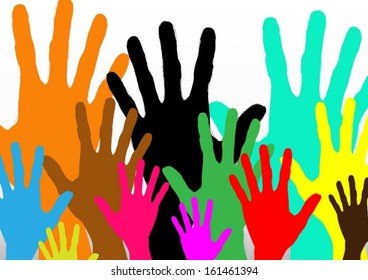 colorful up hands  vector illustration
