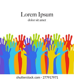Colorful hands. Vector illustration