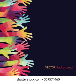 Colorful up hands. Vector illustration