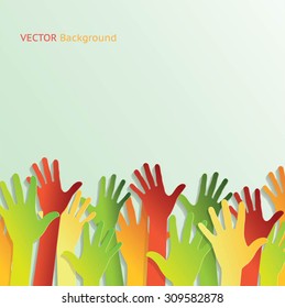 Colorful up hands. Vector illustration
