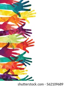 Colorful up hands. Vector illustration.