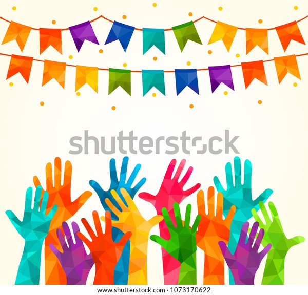 Colorful Hands Vector Illustration Association Unity のベクター画像素材 ロイヤリティフリー