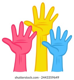 Colorful Hands Up Wave Vector Illustration