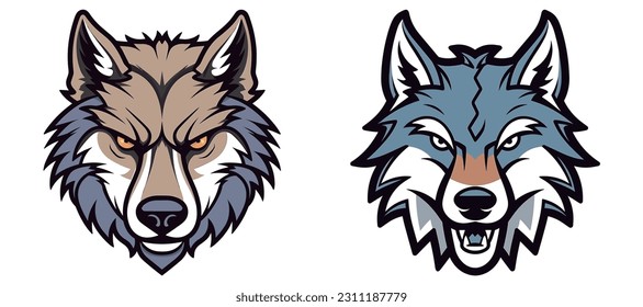 Colorful handsome wolf head logo image vector material