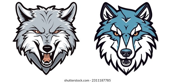 Colorful handsome wolf head logo image vector material