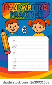 A colorful handwriting practice worksheet for kids