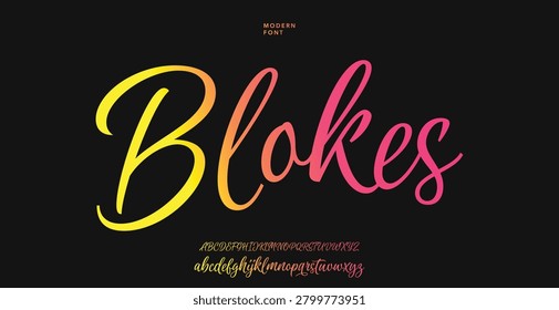 Colorful handwritten Blokes graffiti text with neon glow