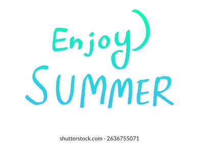 Colorful Handwritten 'Enjoy Summer' Text Illustration – Bright and Fun Seasonal Design