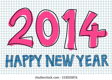 Colorful handwritten Happy New Year 2014 vector 