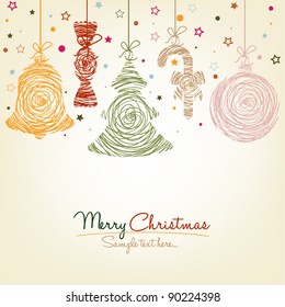Colorful Handwritten Retro Christmas Ornaments