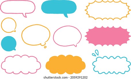 Colorful handwritten speech balloon. A collection of vector illustrations. Material.