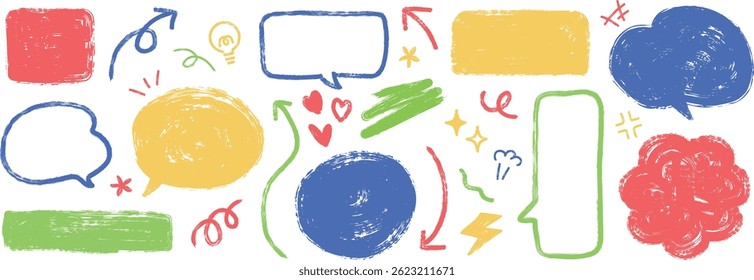 Colorful handwritten speech bubble set