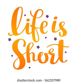Colorful handwritten vector gradient lettering with stars on white background. Calligraphic inscription. Hand drawn lettering print. Apparel, t-shirt, bag, sticker, poster, card design