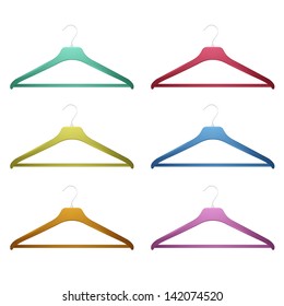 Colorful hangers isolated on white. Vector design