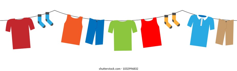 colorful hanging laundry vector decorative garland isolated on white background