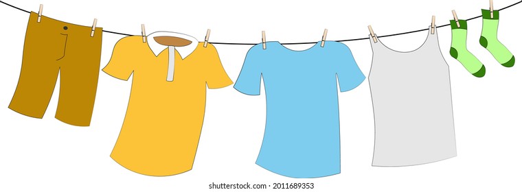 colorful hanging laundry vector decorative garland isolated on white background