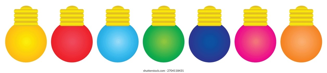 Colorido colgante de la bombilla de Ilustración vectorial.