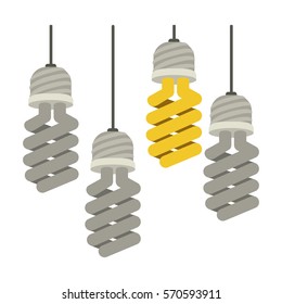 colorful hanging modern light bulb off