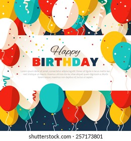 Colorful Happy Birthday. Announcement / poster / flyer / greeting card in a flat style. Vector illustration