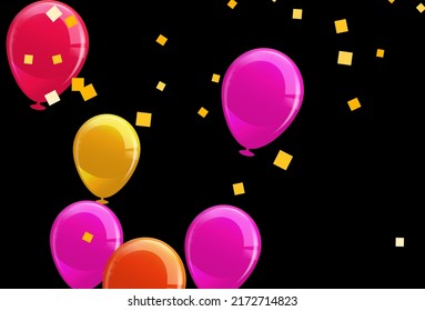 Colorful Happy Birthday Balloons Flying for Party and Celebrations With Space for Message Isolated in  Background