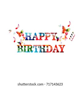Colorful happy birthday calligraphy lettering isolated vector illustration