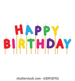 Colorful Happy Birthday candles icon. Cartoon illustration of colorful Happy Birthday candles vector icon for web